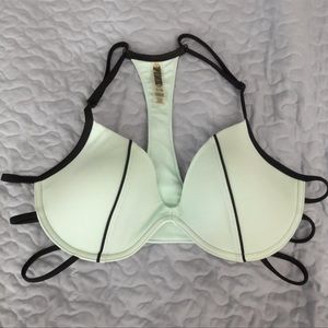 PINK VICTORIAS SECRET BLUE HALTER BIKINI TOP